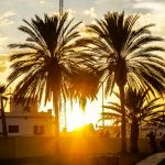Malaga - Plaża la Malagueta o zachodzie słońca